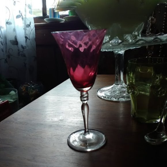 Swirl ruby glass cordial